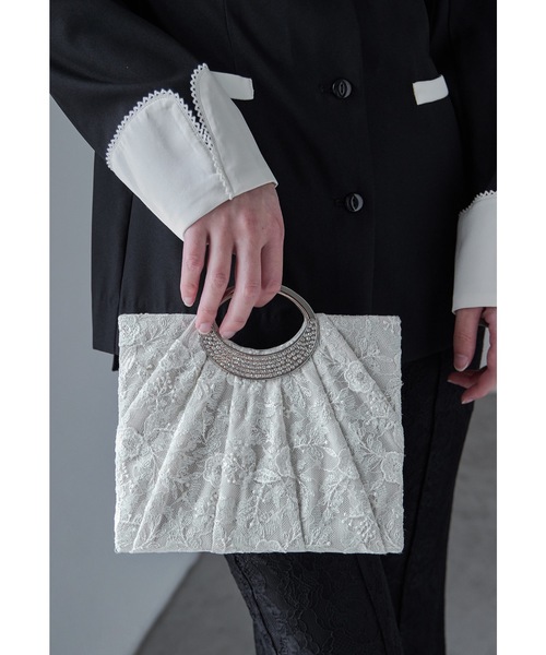 niana(ニアナ)の「スパンコール刺繍レースハンドバッグ パーティーバッグ ミニ ショルダー 結婚式 二次会 成人式 同窓会 お呼ばれ フォーマル オケージョン(ハンドバッグ・レディース・ブラック/アイボリー・FREE)」の5枚目の写真