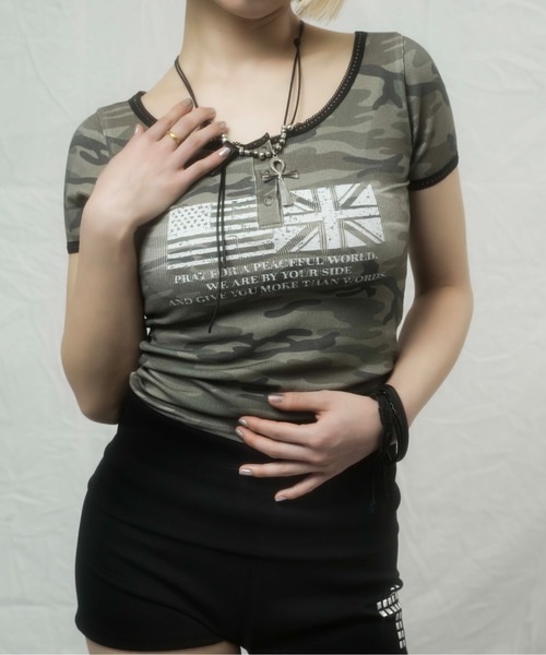 sedacle girl(セダクルガール)の「ヘンリーユニオンリブT(Tシャツ/カットソー・レディース・ブラック/カーキ・MEDIUM/SMALL)」の9枚目の写真