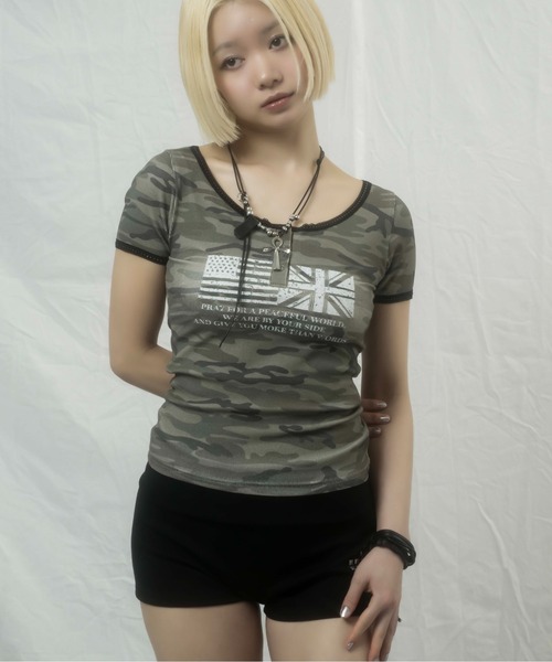 sedacle girl(セダクルガール)の「ヘンリーユニオンリブT(Tシャツ/カットソー・レディース・ブラック/カーキ・MEDIUM/SMALL)」の4枚目の写真