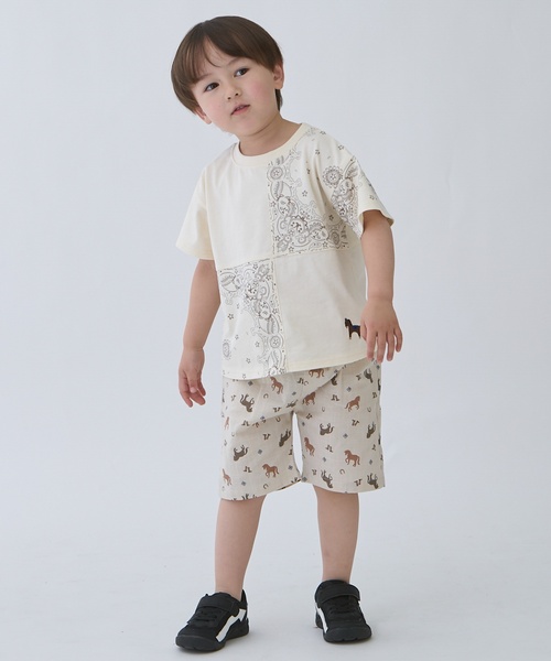 petit main(プティマイン)の「【リンク】アソート柄ハーフパンツ(その他パンツ・キッズ・ライトベージュ/ストライプ/ブルー・130cm/110cm/120cm/100cm/90cm/80cm)」の2枚目の写真