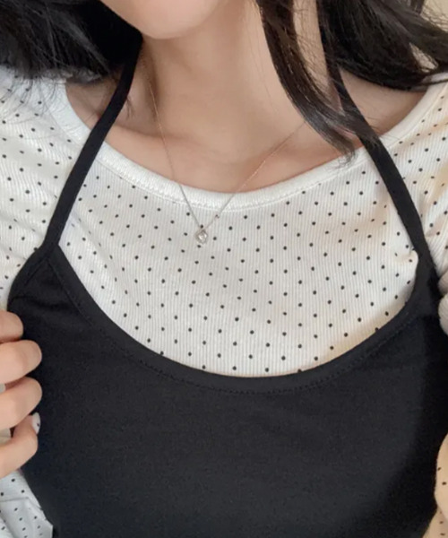 VIVID LADY（ビビッドレディー）の「ドット柄  ロングスリーブ Tシャツ（Tシャツ/カットソー・レディース・アイボリー/クリーム/ブラック・FREE）」の9枚目の写真