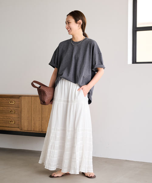 FRAMeWORK（フレームワーク）の「≪追加≫コットンメッシュ切り替えスカート 2（スカート・レディース・ネイビー/ホワイト・38/36）」の3枚目の写真