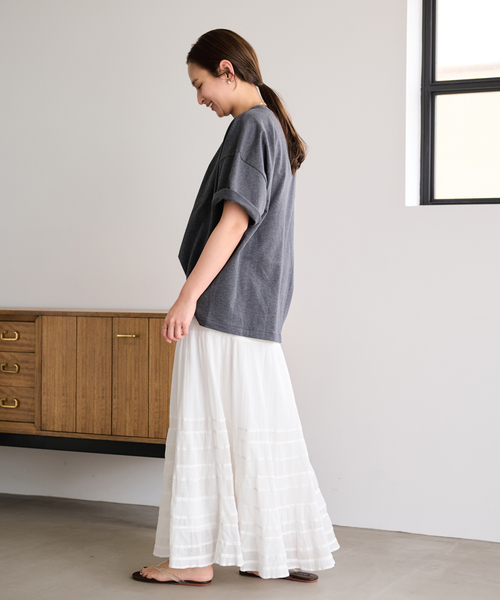 FRAMeWORK（フレームワーク）の「≪追加≫コットンメッシュ切り替えスカート 2（スカート・レディース・ネイビー/ホワイト・38/36）」の4枚目の写真