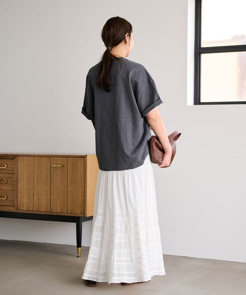 FRAMeWORK（フレームワーク）の「≪追加≫コットンメッシュ切り替えスカート 2（スカート・レディース・ネイビー/ホワイト・38/36）」の5枚目の写真