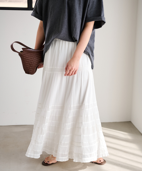 FRAMeWORK（フレームワーク）の「≪追加≫コットンメッシュ切り替えスカート 2（スカート・レディース・ネイビー/ホワイト・38/36）」の6枚目の写真
