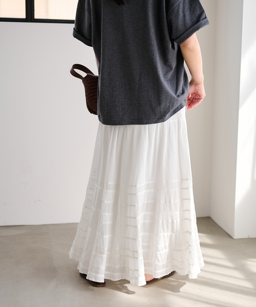 FRAMeWORK（フレームワーク）の「≪追加≫コットンメッシュ切り替えスカート 2（スカート・レディース・ネイビー/ホワイト・38/36）」の9枚目の写真