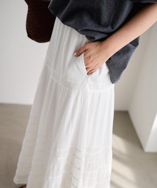 FRAMeWORK（フレームワーク）の「≪追加≫コットンメッシュ切り替えスカート 2（スカート・レディース・ネイビー/ホワイト・38/36）」の10枚目の写真