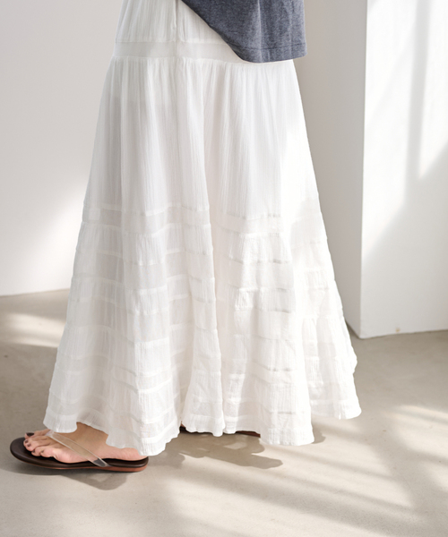 FRAMeWORK（フレームワーク）の「≪追加≫コットンメッシュ切り替えスカート 2（スカート・レディース・ネイビー/ホワイト・38/36）」の11枚目の写真