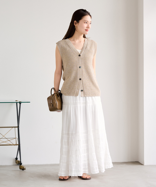 FRAMeWORK（フレームワーク）の「≪追加≫コットンメッシュ切り替えスカート 2（スカート・レディース・ネイビー/ホワイト・38/36）」の13枚目の写真