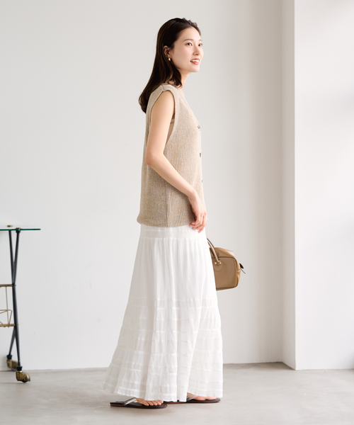 FRAMeWORK（フレームワーク）の「≪追加≫コットンメッシュ切り替えスカート 2（スカート・レディース・ネイビー/ホワイト・38/36）」の15枚目の写真