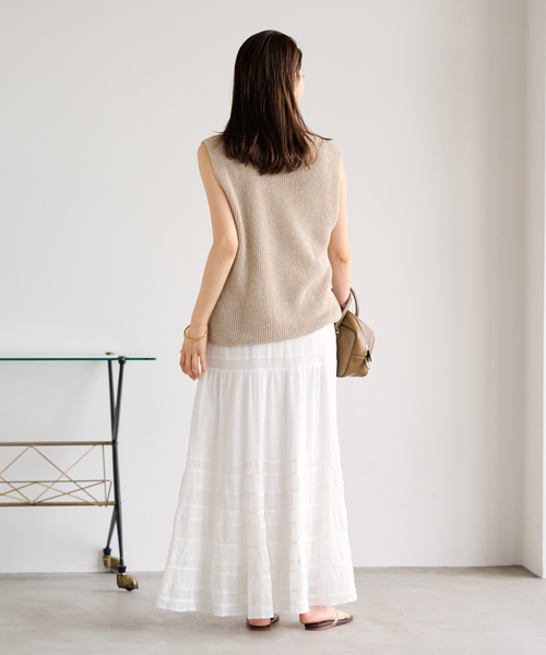 FRAMeWORK（フレームワーク）の「≪追加≫コットンメッシュ切り替えスカート 2（スカート・レディース・ネイビー/ホワイト・38/36）」の16枚目の写真