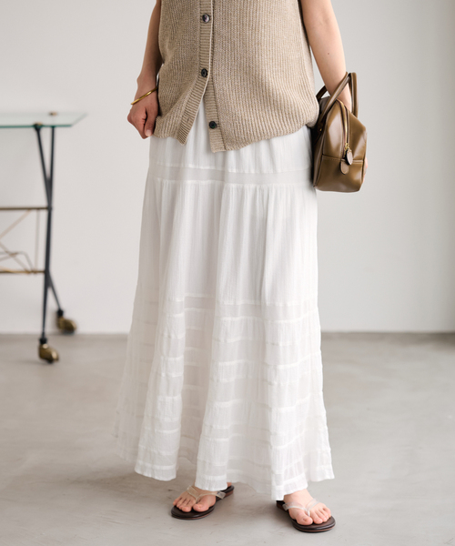 FRAMeWORK（フレームワーク）の「≪追加≫コットンメッシュ切り替えスカート 2（スカート・レディース・ネイビー/ホワイト・38/36）」の17枚目の写真