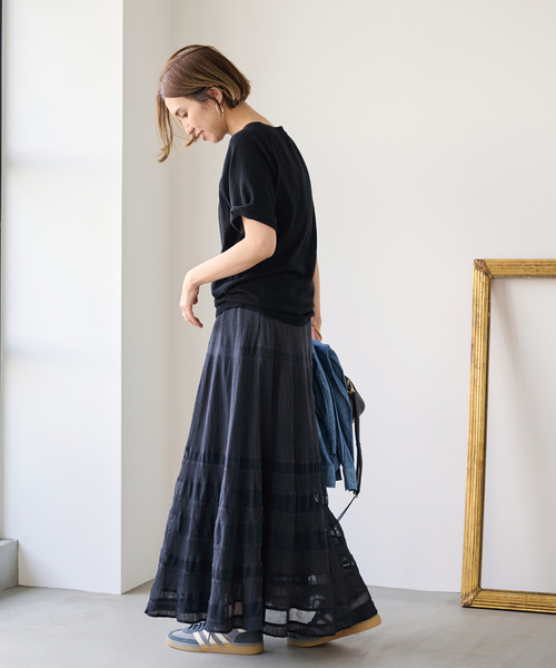 FRAMeWORK（フレームワーク）の「≪追加≫コットンメッシュ切り替えスカート 2（スカート・レディース・ネイビー/ホワイト・38/36）」の21枚目の写真