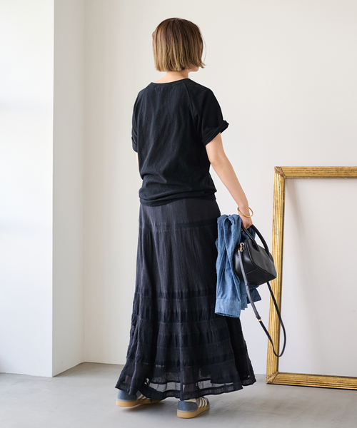 FRAMeWORK（フレームワーク）の「≪追加≫コットンメッシュ切り替えスカート 2（スカート・レディース・ネイビー/ホワイト・38/36）」の22枚目の写真