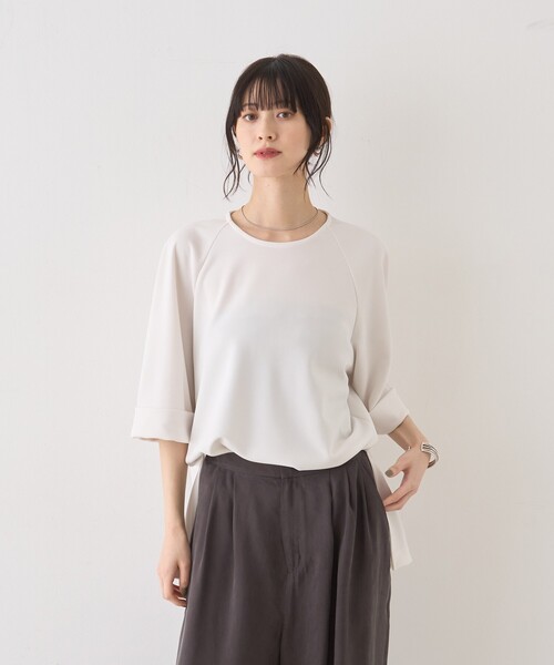 Rouge vif（ルージュヴィフ）の「ダンボールゆったりブラウス/カットソー/半袖/ストレッチ素材（シャツ/ブラウス・レディース・チャコールグレー/オフホワイト・フリー）」の10枚目の写真