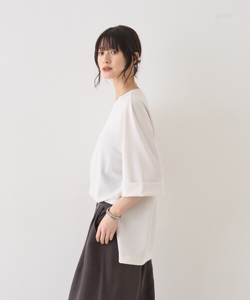 Rouge vif（ルージュヴィフ）の「ダンボールゆったりブラウス/カットソー/半袖/ストレッチ素材（シャツ/ブラウス・レディース・チャコールグレー/オフホワイト・フリー）」の7枚目の写真