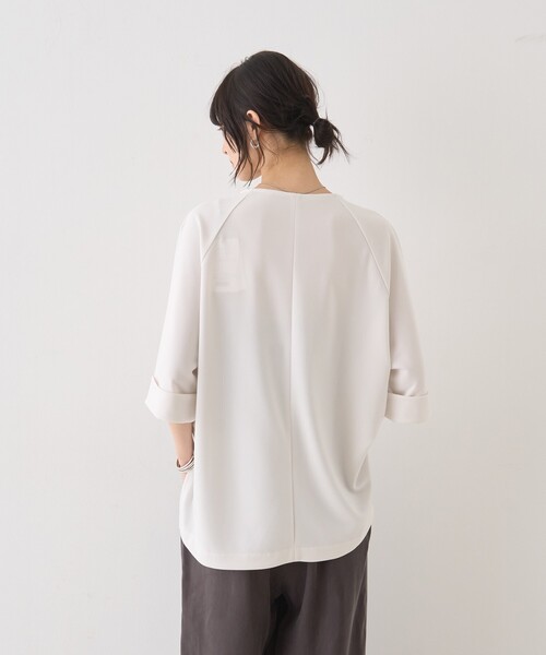 Rouge vif（ルージュヴィフ）の「ダンボールゆったりブラウス/カットソー/半袖/ストレッチ素材（シャツ/ブラウス・レディース・チャコールグレー/オフホワイト・フリー）」の6枚目の写真