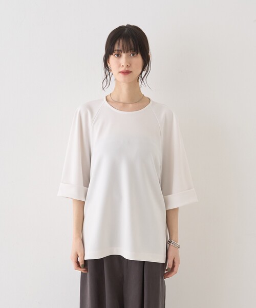 Rouge vif（ルージュヴィフ）の「ダンボールゆったりブラウス/カットソー/半袖/ストレッチ素材（シャツ/ブラウス・レディース・チャコールグレー/オフホワイト・フリー）」の18枚目の写真