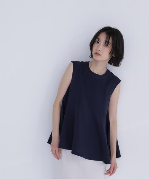 NATURAL BEAUTY BASIC（ナチュラルビューティーベーシック）の「ジョーゼットペプラムブラウス（シャツ/ブラウス・レディース・ネイビー/ベージュ/ブルー・ﾌﾘ-）」の12枚目の写真