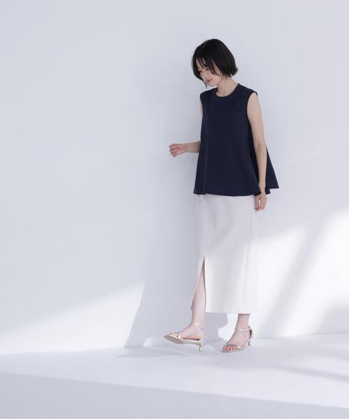 NATURAL BEAUTY BASIC（ナチュラルビューティーベーシック）の「ジョーゼットペプラムブラウス（シャツ/ブラウス・レディース・ネイビー/ベージュ/ブルー・ﾌﾘ-）」の13枚目の写真