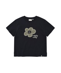 WOMEN'S CHECK LILY SEMI CROP SHORT SLEEVE T-SHIRT