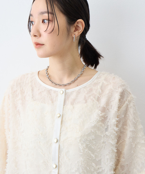 anyfee(エニフィー)の「【anyfee/大きいサイズ】ニュアンス柄シアージャガードブラウス(2026SS)(シャツ/ブラウス・レディース・アイボリー/ブラック・LL/3L/4L/5L)」の20枚目の写真