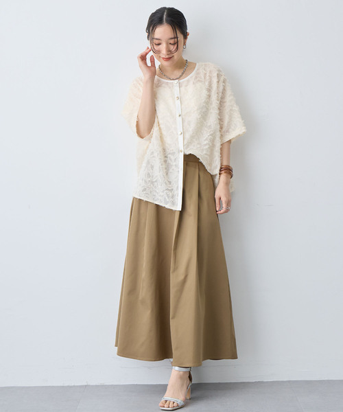 anyfee(エニフィー)の「【anyfee/大きいサイズ】ニュアンス柄シアージャガードブラウス(2026SS)(シャツ/ブラウス・レディース・アイボリー/ブラック・LL/3L/4L/5L)」の19枚目の写真