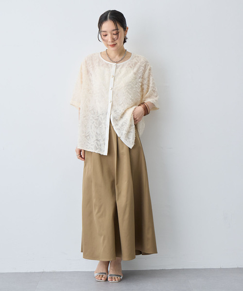 anyfee(エニフィー)の「【anyfee/大きいサイズ】ニュアンス柄シアージャガードブラウス(2026SS)(シャツ/ブラウス・レディース・アイボリー/ブラック・LL/3L/4L/5L)」の14枚目の写真