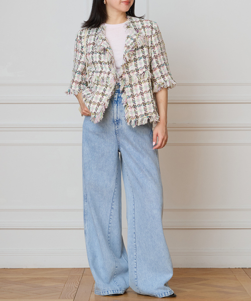 IENA LA BOUCLE(イエナラブークル)の「IENA LA BOUCLE LINTONカラーツィードボレロジャケット(その他アウター・レディース・オフホワイト・FREE)」の2枚目の写真