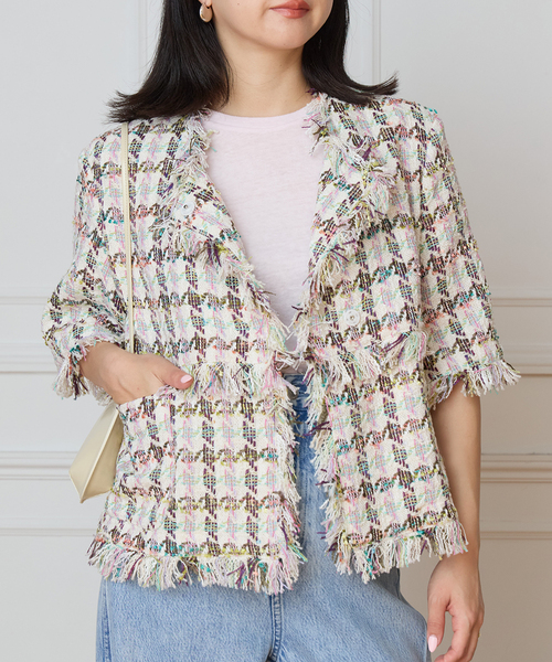 IENA LA BOUCLE(イエナラブークル)の「IENA LA BOUCLE LINTONカラーツィードボレロジャケット(その他アウター・レディース・オフホワイト・FREE)」の4枚目の写真