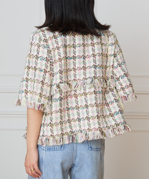 IENA LA BOUCLE(イエナラブークル)の「IENA LA BOUCLE LINTONカラーツィードボレロジャケット(その他アウター・レディース・オフホワイト・FREE)」の6枚目の写真