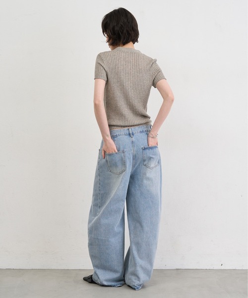 NUJOH(ヌゾ)の「Henley Rib Knit Top / ヘンリーリブニットトップス(ニット/セーター・レディース・グレー/ライトベージュ/アイボリー/ライトブルー・FREE)」の14枚目の写真