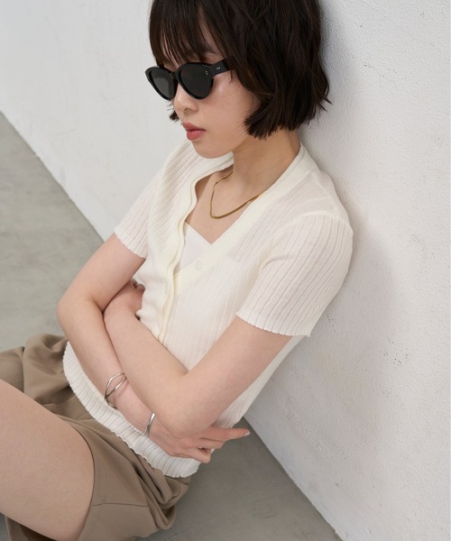 NUJOH(ヌゾ)の「Henley Rib Knit Top / ヘンリーリブニットトップス(ニット/セーター・レディース・グレー/ライトベージュ/アイボリー/ライトブルー・FREE)」の19枚目の写真