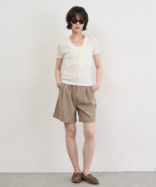 NUJOH(ヌゾ)の「Henley Rib Knit Top / ヘンリーリブニットトップス(ニット/セーター・レディース・グレー/ライトベージュ/アイボリー/ライトブルー・FREE)」の21枚目の写真