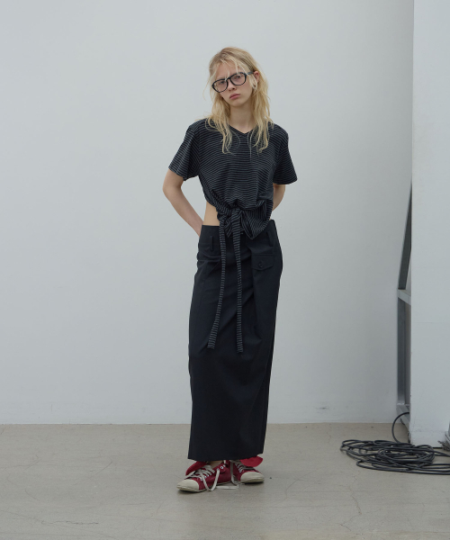 LCDC TM(エルシーディーシーティーエム)の「OVERLAP LONG SKIRT (BLACK)(スカート・レディース・その他・MEDIUM/SMALL)」の1枚目の写真