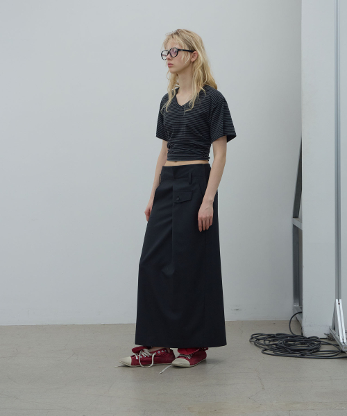 LCDC TM(エルシーディーシーティーエム)の「OVERLAP LONG SKIRT (BLACK)(スカート・レディース・その他・MEDIUM/SMALL)」の2枚目の写真