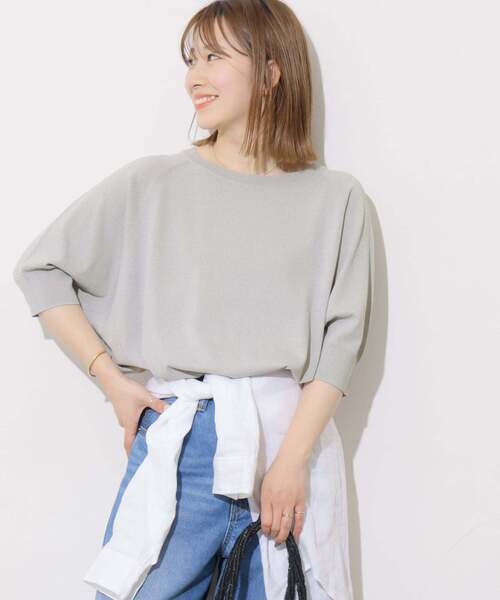 JOURNAL STANDARD relume(ジャーナルスタンダード レリューム)の「《WEB限定追加》接触冷感 / ウォッシャブルクールドルマンプルオーバー(ニット/セーター・レディース・ネイビー/ライトグレー/ブラック/グリーン/ブラウン・FREE)」の20枚目の写真