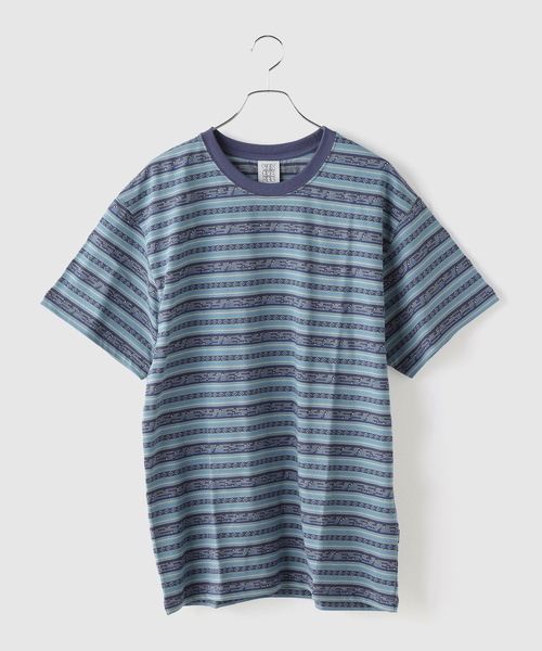 YESEYESEE（イエスアイシー）の「YESEYESEE / イエスアイシー Y.E.S Jacquard Stripe Tee（Tシャツ/カットソー・メンズ・ブルー/チャコールグレー・LARGE）」の2枚目の写真