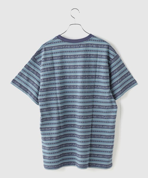 YESEYESEE（イエスアイシー）の「YESEYESEE / イエスアイシー Y.E.S Jacquard Stripe Tee（Tシャツ/カットソー・メンズ・ブルー/チャコールグレー・LARGE）」の5枚目の写真