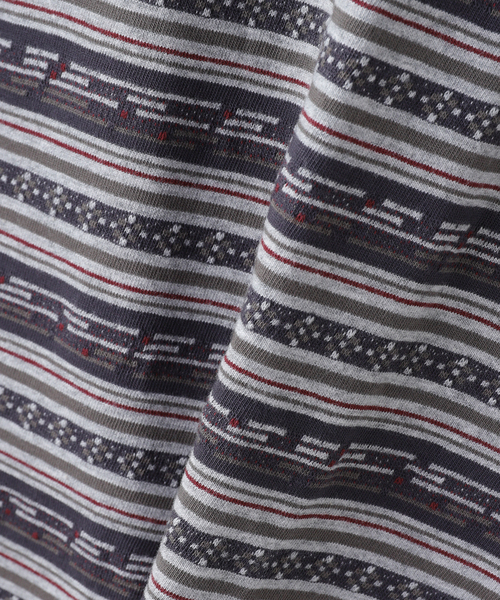 YESEYESEE（イエスアイシー）の「YESEYESEE / イエスアイシー Y.E.S Jacquard Stripe Tee（Tシャツ/カットソー・メンズ・ブルー/チャコールグレー・LARGE）」の4枚目の写真