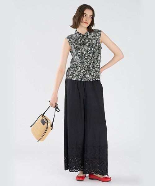 To b. by agnes b.(トゥービーバイアニエスベー)の「シフリーレース コットン パンツ(その他パンツ・レディース・ブラック・40/38/36)」の7枚目の写真