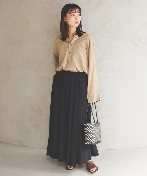 SLOBE IENA(スローブイエナ)の「《追加》NHE/ニエ ロングハンドルカゴバッグ S26004NGANGNG HA(かごバッグ・レディース・ブラック・FREE)」の2枚目の写真