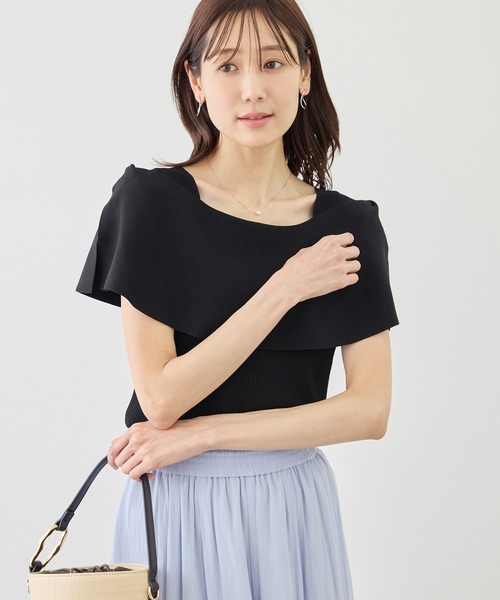 ROPE' PICNIC(ロペピクニック)の「八方映えニット ケープニットプルオーバー/UVカット・イージーケア(ニット/セーター・レディース・ブラック/ブラウン/オフホワイト/グリーン/ラベンダー・FREE)」の9枚目の写真