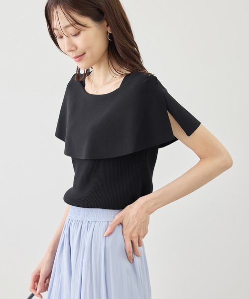 ROPE' PICNIC(ロペピクニック)の「八方映えニット ケープニットプルオーバー/UVカット・イージーケア(ニット/セーター・レディース・ブラック/ブラウン/オフホワイト/グリーン/ラベンダー・FREE)」の10枚目の写真