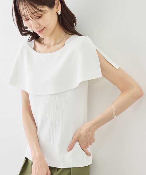 ROPE' PICNIC(ロペピクニック)の「八方映えニット ケープニットプルオーバー/UVカット・イージーケア(ニット/セーター・レディース・ブラック/ブラウン/オフホワイト/グリーン/ラベンダー・FREE)」の15枚目の写真
