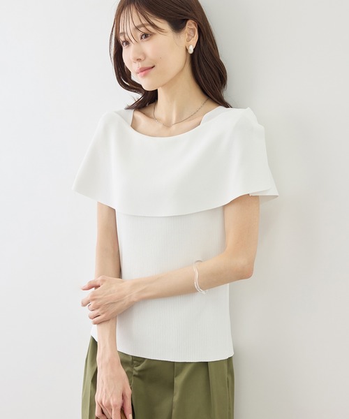 ROPE' PICNIC(ロペピクニック)の「八方映えニット ケープニットプルオーバー/UVカット・イージーケア(ニット/セーター・レディース・ブラック/ブラウン/オフホワイト/グリーン/ラベンダー・FREE)」の16枚目の写真