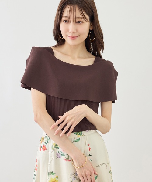 ROPE' PICNIC(ロペピクニック)の「八方映えニット ケープニットプルオーバー/UVカット・イージーケア(ニット/セーター・レディース・ブラック/ブラウン/オフホワイト/グリーン/ラベンダー・FREE)」の21枚目の写真