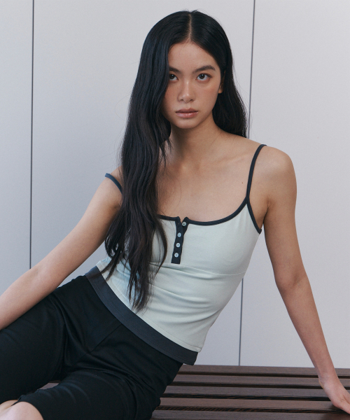 CURETTY(キュリティ)の「C CONTRAST BUTTON SLEEVELESS TOP_MINT(Tシャツ/カットソー・レディース・ミント・SMALL)」の1枚目の写真