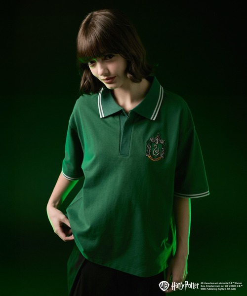 【激レア】　ハリーポッター　ポロシャツ VELNUS】Harry Potter Embroidered Emblem Color-Block Short-Sleeve