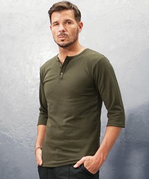 【極】プレミアムヘンリーネックTシャツ メンズ 半袖 7分袖 カットソー 夏服
